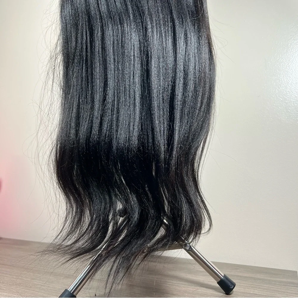 UNICE Natural Black Human Hair Yaki V Part EasiContour 22 Inch Glueless Wig